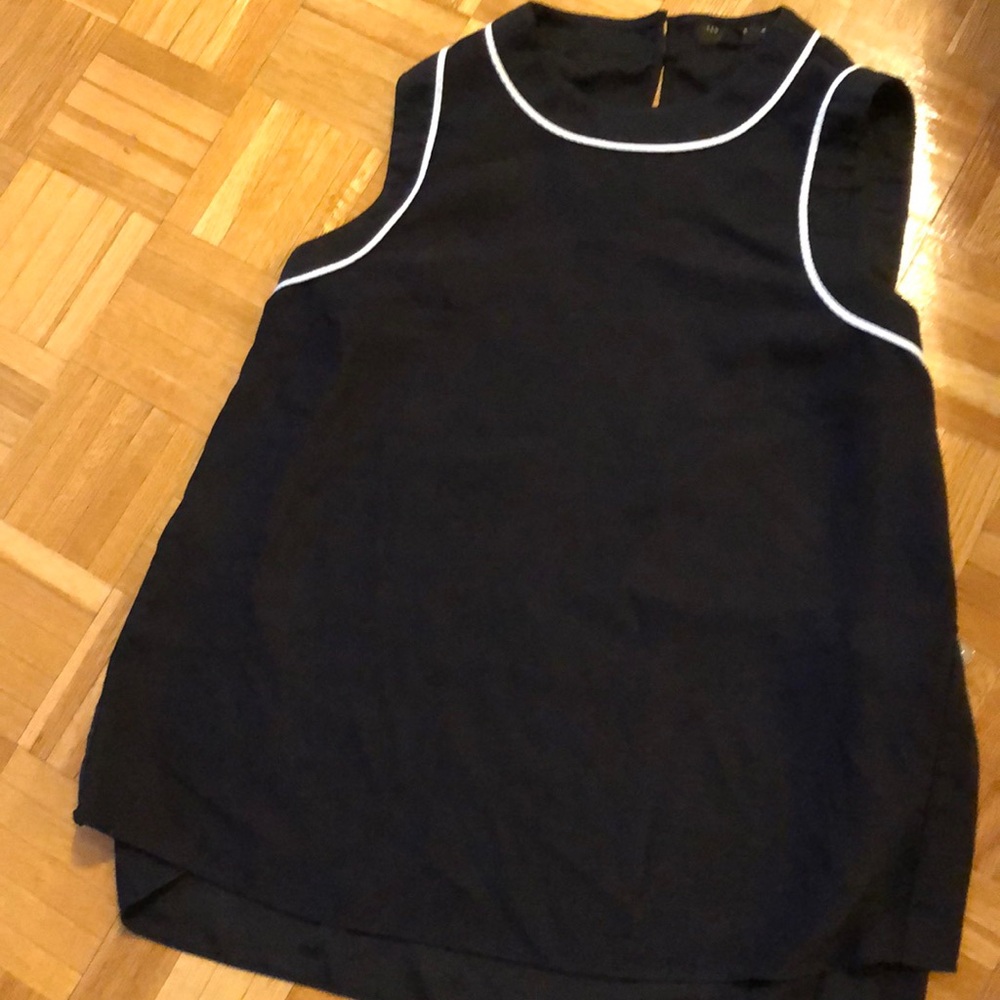 Ted baker navy and white sleeveless top with gold button side details
